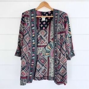 Vintage Printed Open Front Jacket Cardigan 14P